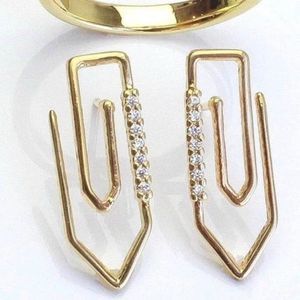 Gold Filled AAA CZ Pave Paper Clip Stud Ea…